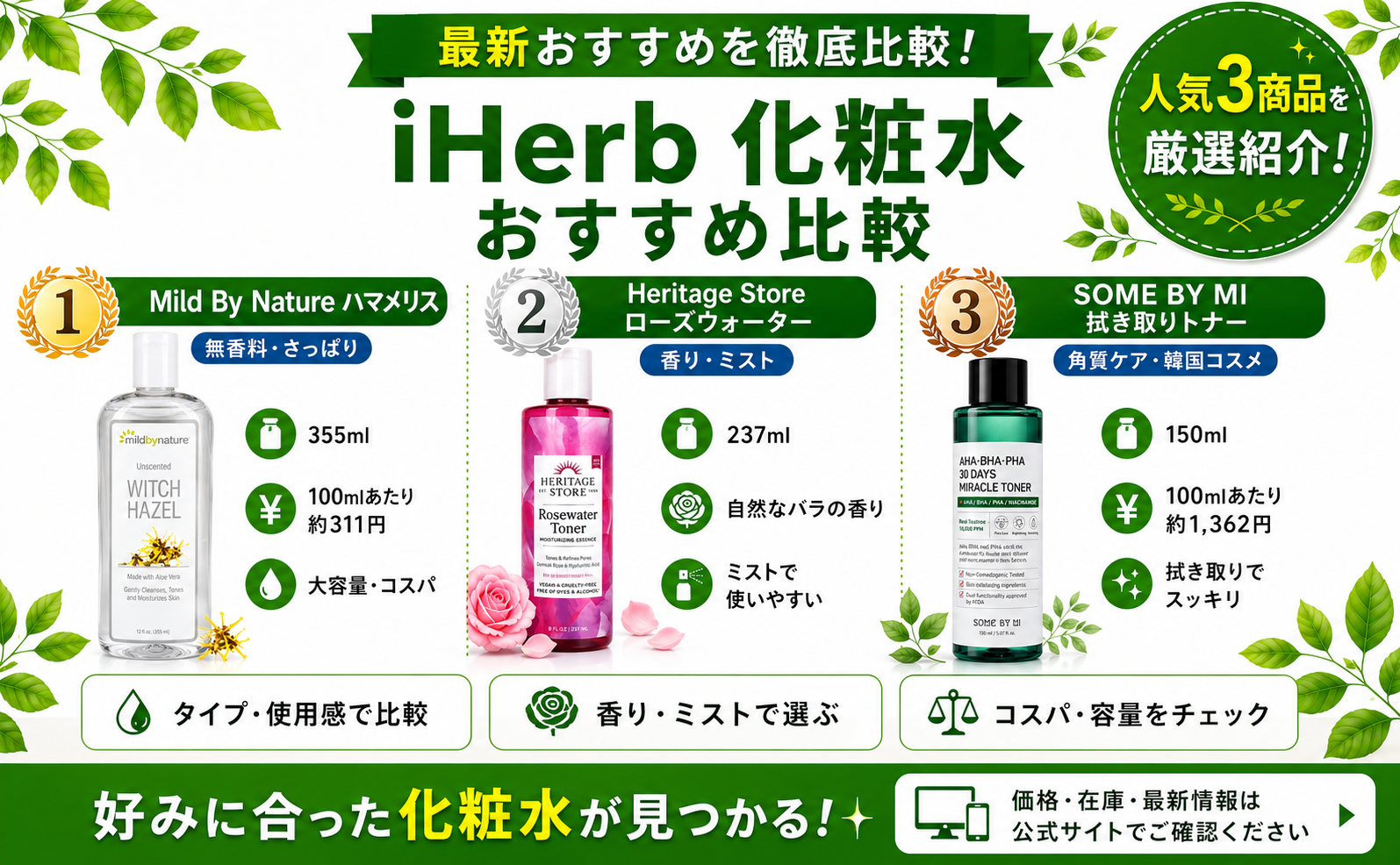 iHerb化粧水おすすめ比較