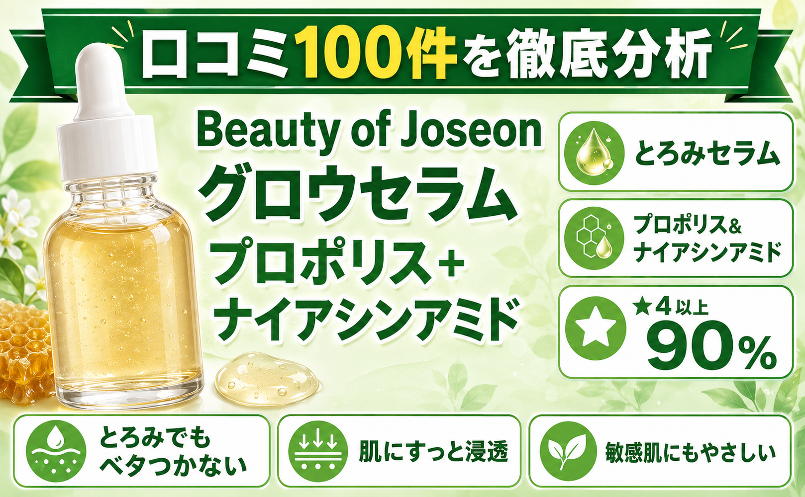 Beauty of Joseon グロウセラム プロポリス+ナイアシンアミド 口コミ100件を徹底分析